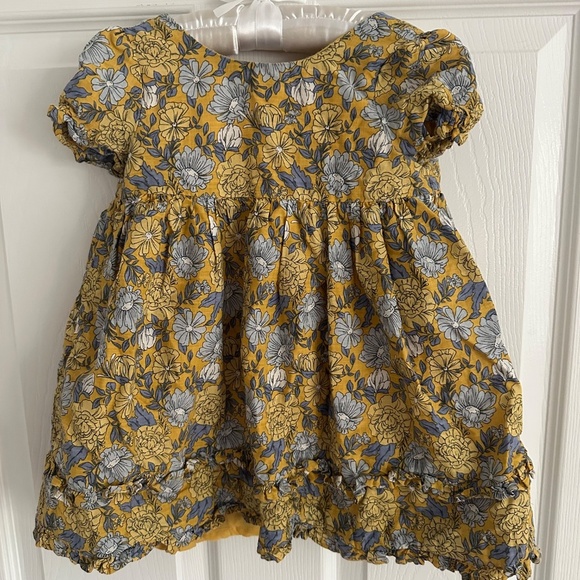 Joie 2T Toddler Dress Yellow with Floral Pattern Buttons Ruffles - Picture 4 of 6